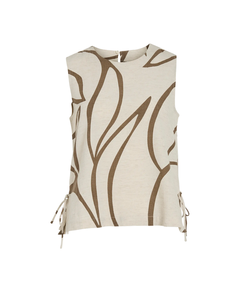 Prisilla Pri O-Neck S/L Tie Top/Vol/R - Brown