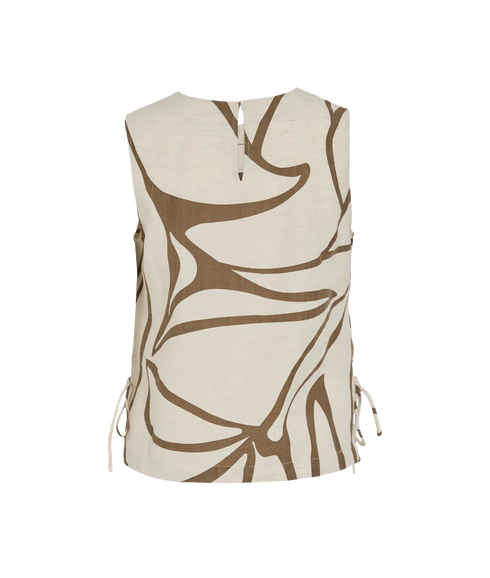 Prisilla Pri O-Neck S/L Tie Top/Vol/R - Brown