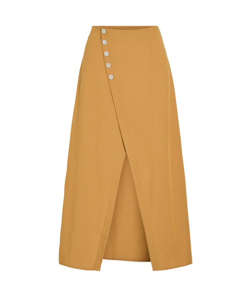 Prisilla Hw Midi Button Skirt/Vol/R - Brown