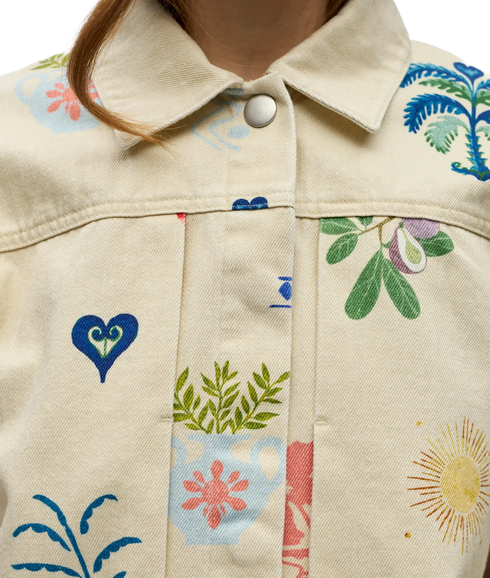 Ally L/S Lo Printed Jacket 144 - White