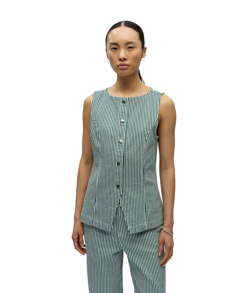 Sanni S/L Re Denim Waistcoat 144 - White