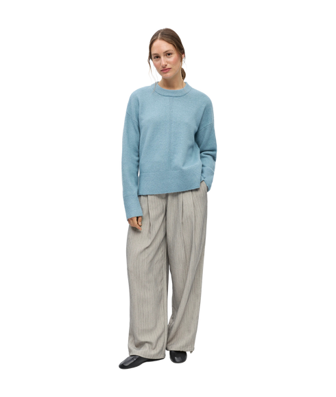 Juno LS Lo O-Neck Knit- Blue