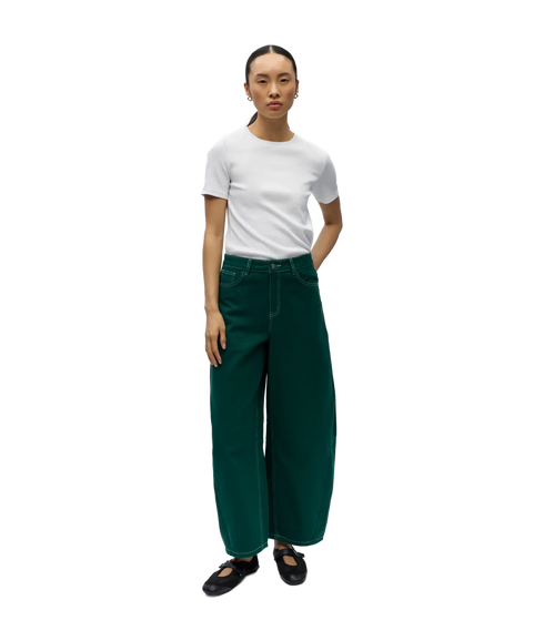 Mio Andrea Mw Cropped Twill Jeans 144 - Turquoise
