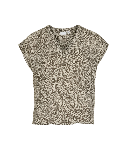 Jinke Zia V-Neck Ss Top-Brown