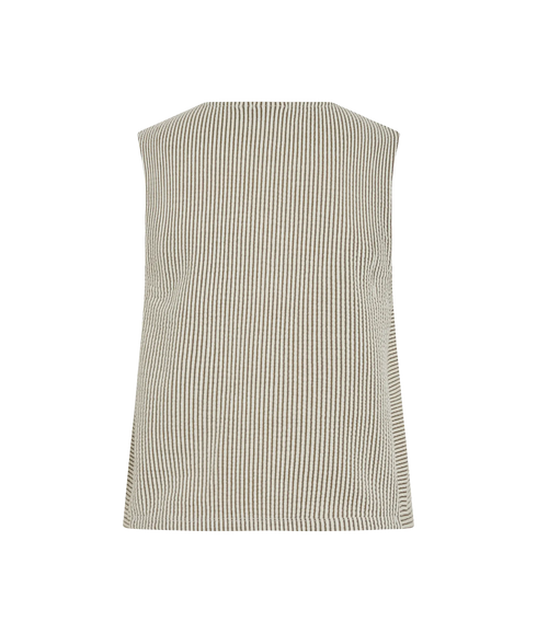 Striplo O-Neck S/L Top-Brown