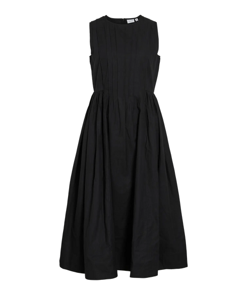 Jimba O-Neck S/L Midi Dress-Black