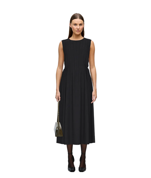 Jimba O-Neck S/L Midi Dress-Black