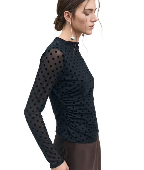 Rikke LS Funnel Neck Top -- Black