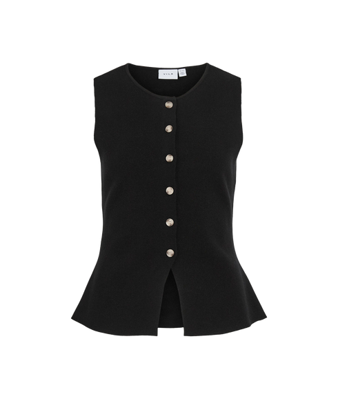 Gabe O-Neck Waistcoat Knit - Black