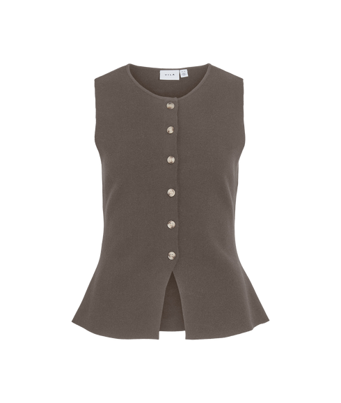Gabe O-Neck Waistcoat Knit - Grey