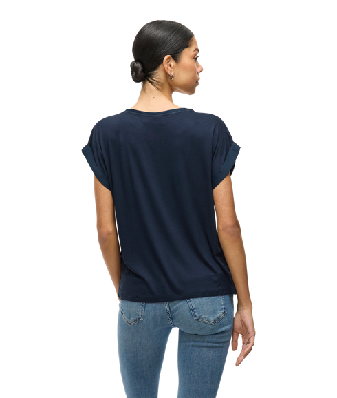 Ellette S/S Satin Top -- Blue
