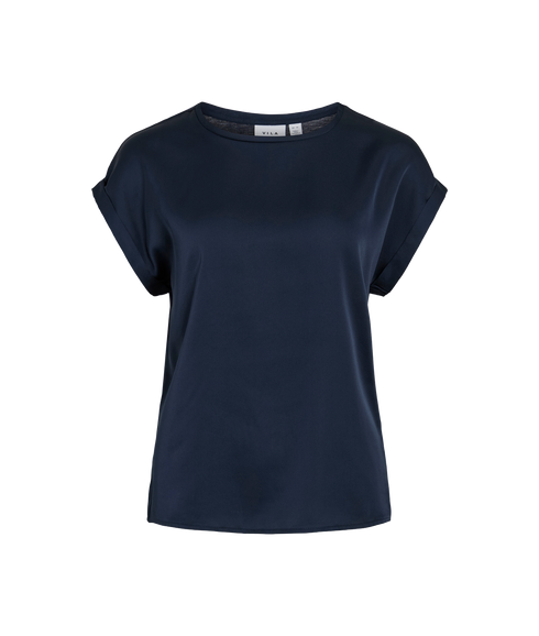 Ellette S/S Satin Top -- Blue