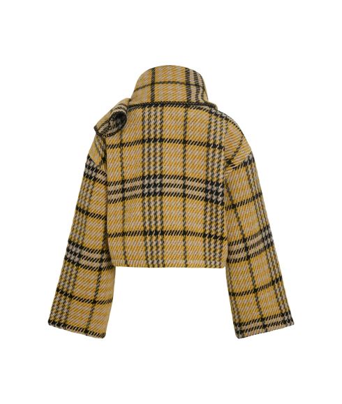Amika LS Checked W. Scarf Jacket - Yellow