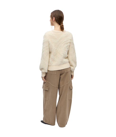 Hollow LS Re Knit Pullover- Grey