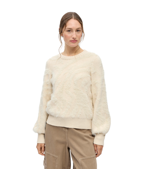 Hollow LS Re Knit Pullover- Grey