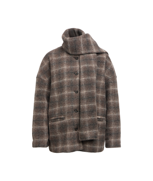 Maise LS Scarf Jacket - Brown