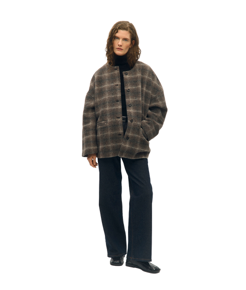 Maise LS Scarf Jacket - Brown