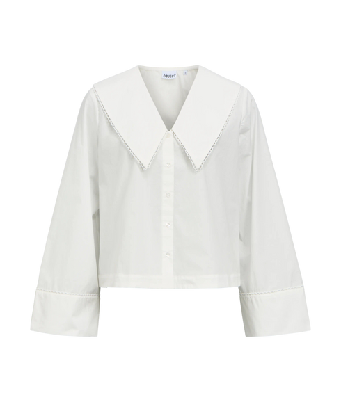 Hope Big Collar LS Re Shirt - White