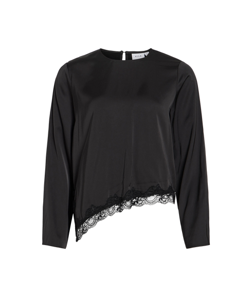 Onara Lace LS Blouse - Black