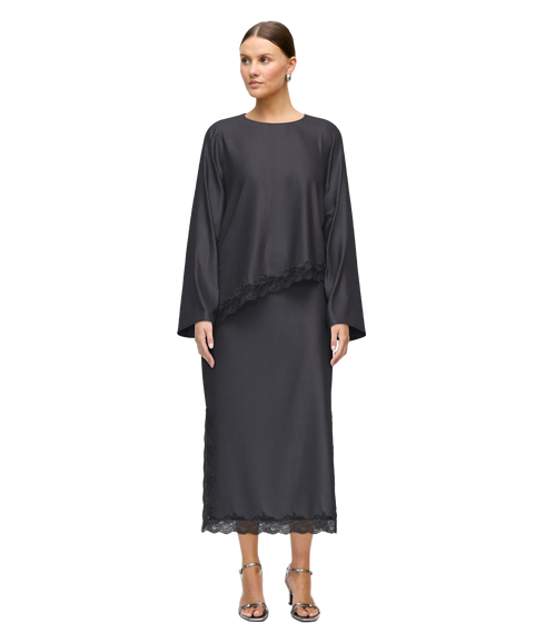 Onara Lace LS Blouse - Black
