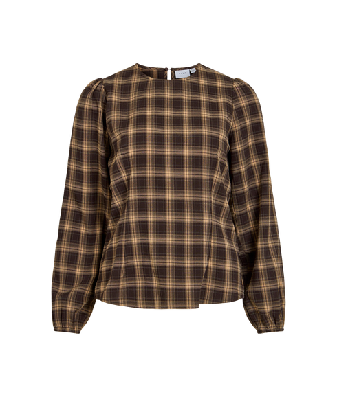 Lene Check LS Top - Brown