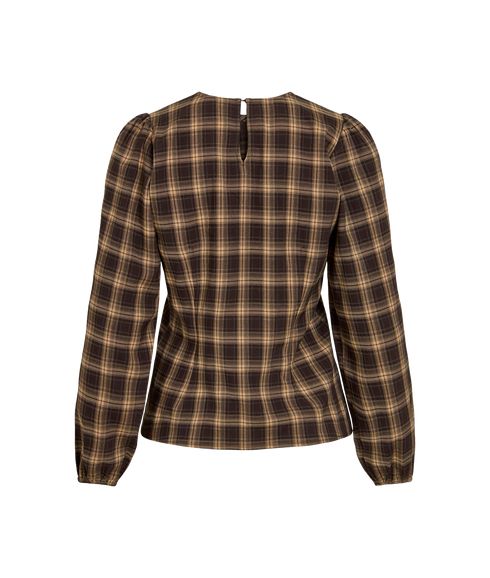 Lene Check LS Top - Brown