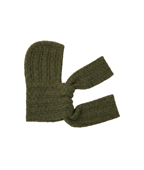 Milu Cable Scarf Knit Balaclava - Green