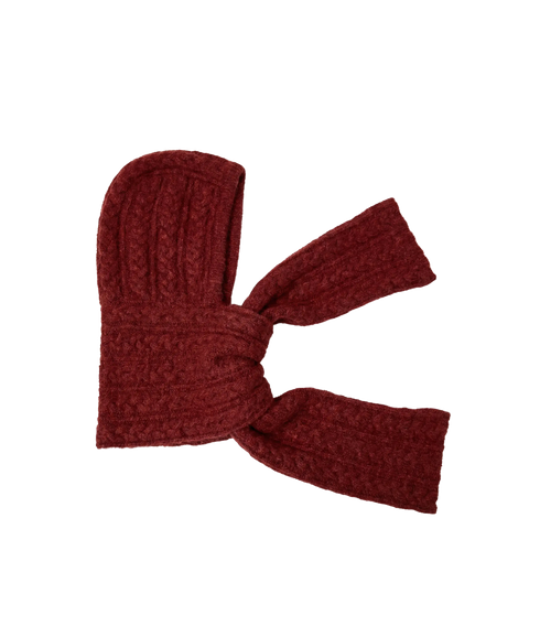 Milu Cable Scarf Knit Balaclava - Red