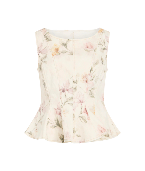 Chia S/L Peplum Top - Grey