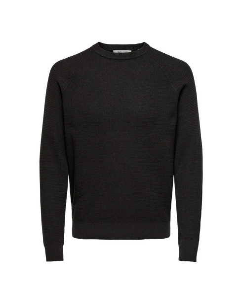 Hay Reg Ls Structure Crew Knit Life - Coffee Bean
