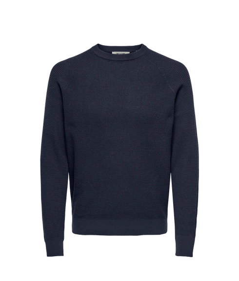 Hay Reg Ls Structure Crew Knit Life - Dark Navy