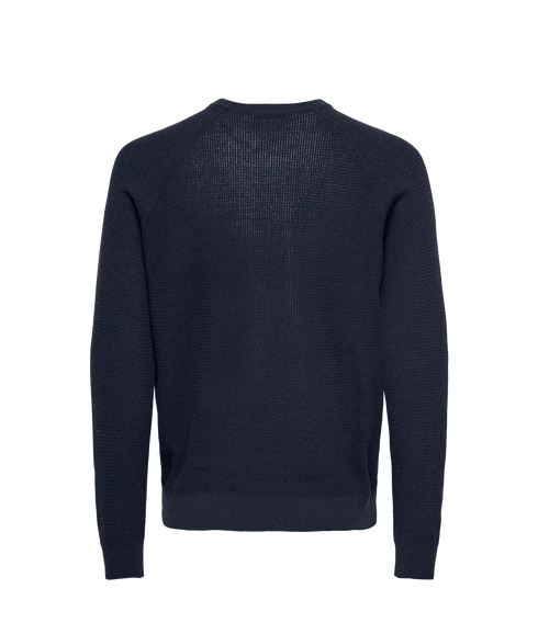 Hay Reg Ls Structure Crew Knit Life - Dark Navy