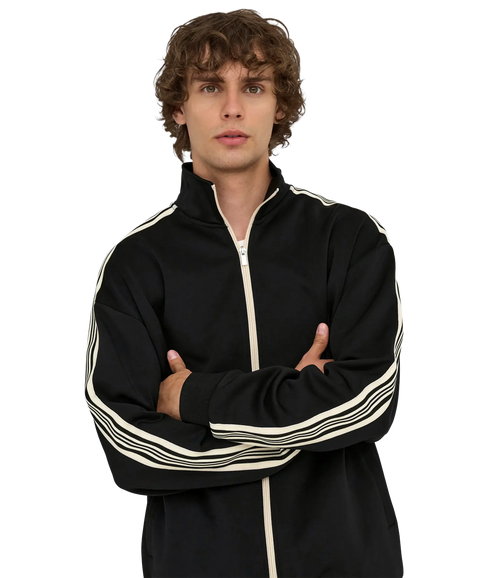 Riber Rlx Ls Zip Stripe Track Sweat - Black