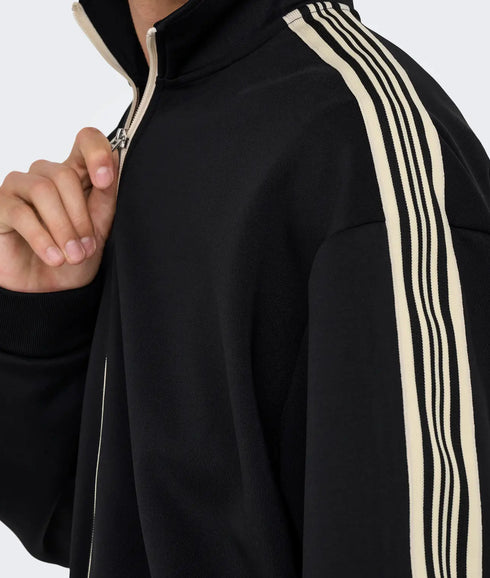 Riber Rlx Ls Zip Stripe Track Sweat - Black