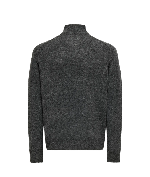 Move Reg Brushed Half Zip Knit - Black Melange