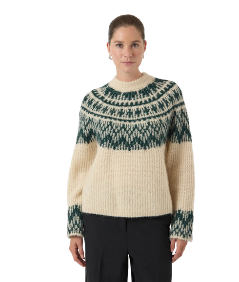 Liri Ls Wool Blend Knit Pullover - Birch Ponderosa Pine