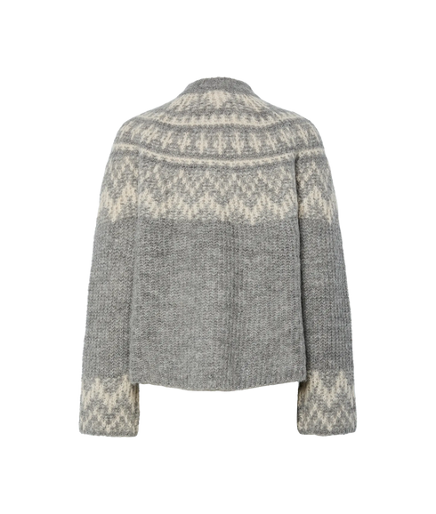 Liri Ls Wool Blend Knit Pullover - Medium Grey Melange Birch