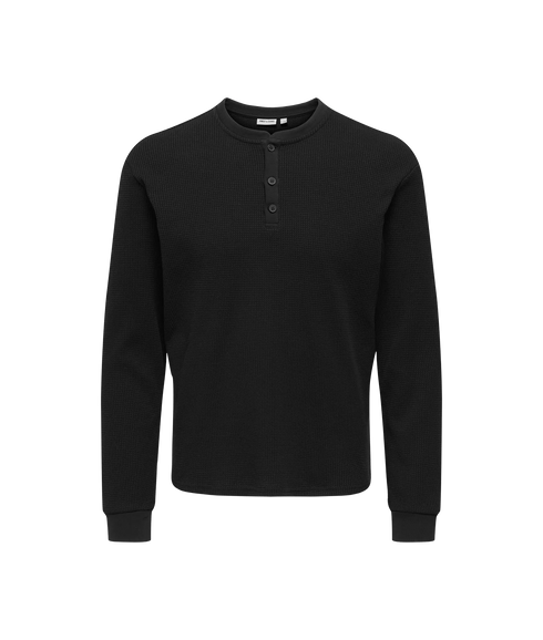 Tobie Reg LS Henley Tee - Black