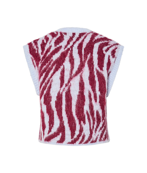 Mynthe Sl V-Neck Knit Vest Bc - Beet Red Xenon Blue