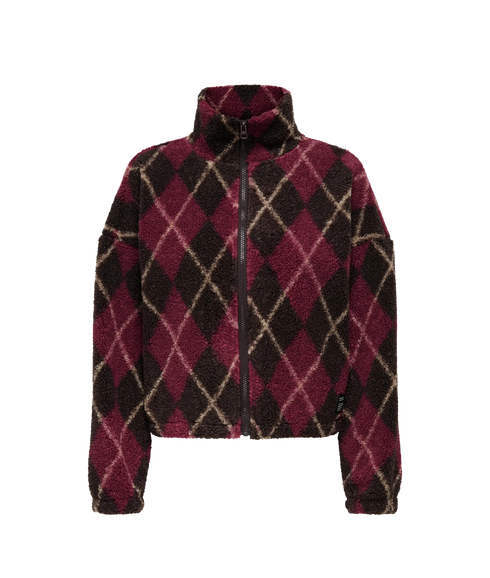 Eline Life L/S Zip Teddy Swt - Black Coffee Nomad/Cabernet