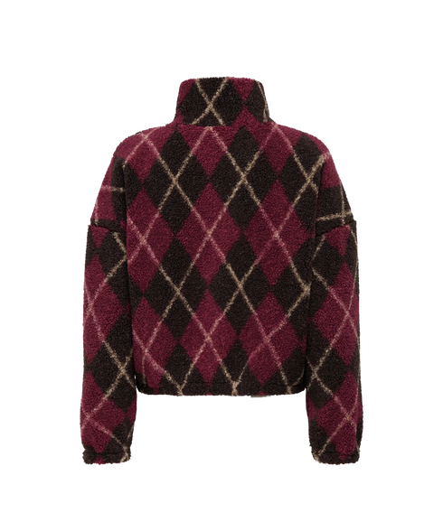 Eline Life L/S Zip Teddy Swt - Black Coffee Nomad/Cabernet