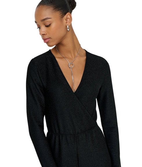 Rich L/S Glitter Jumpsuit Jrs - Black Silver Glitter