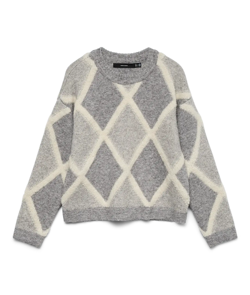 Argie Ls O-Neck Pullover - Medium Grey Melange/Birch