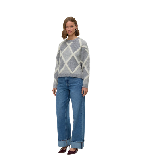 Argie Ls O-Neck Pullover - Medium Grey Melange/Birch