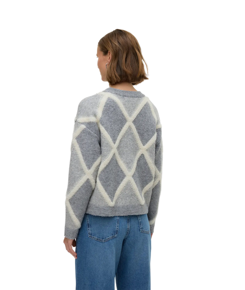 Argie Ls O-Neck Pullover - Medium Grey Melange/Birch