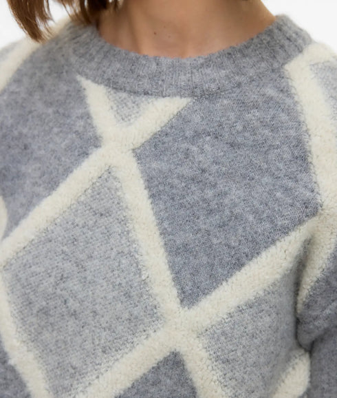 Argie Ls O-Neck Pullover - Medium Grey Melange/Birch