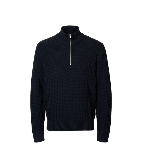 Tom Ls Knit Structure Half Zip - Sky Captain