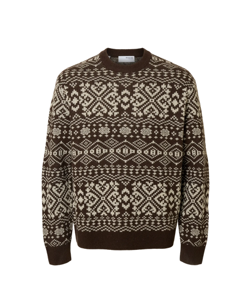 Holger Ls Knit Jaquard Crew Neck - Delicioso Angora