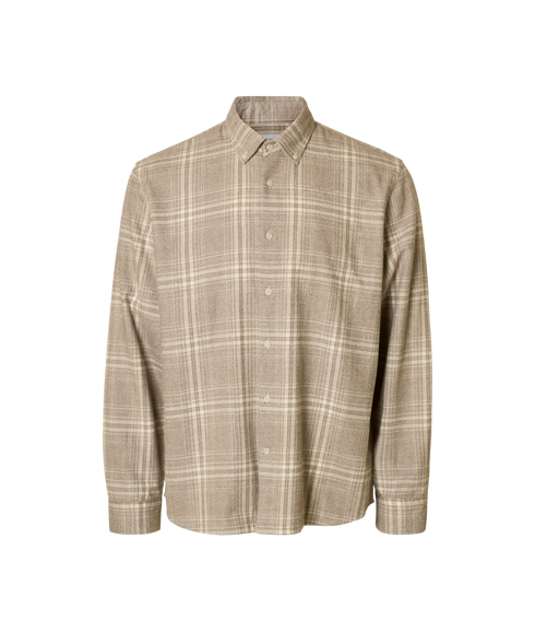 Regnoah Mix Bdwn Ls Shirt Camp - White Asparagus Small Checks