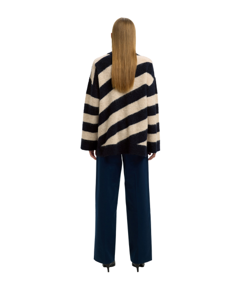 Almina Oversize Ls Knit O-Neck - Blue